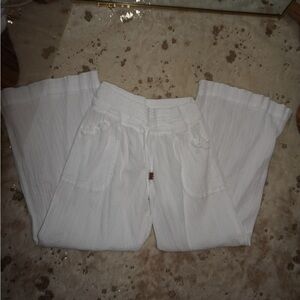 O’Rageous Sheer White Flowy Pants - M